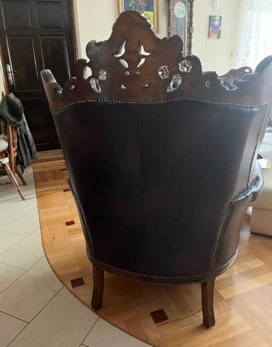 komplet skórzany włoski,typ pałacowy, ręczna robota cena 25 tys. zł