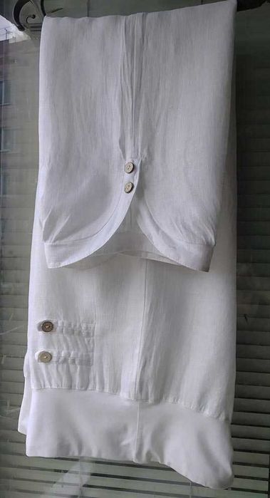 Штаны белые брюки бохо лен  48-50 XL лляні льон
