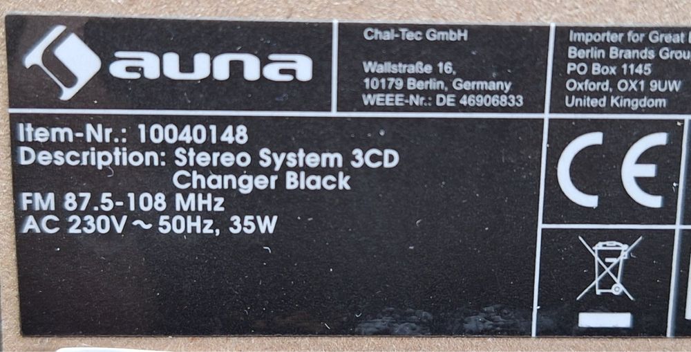 Стереосистема/проигрыватель винила Auna Franklin DAB+USB BT (Германия)