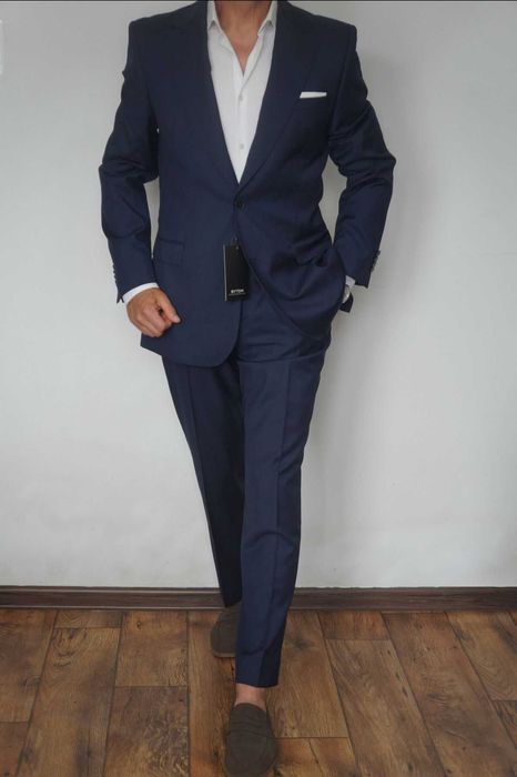 Bytom Garnitur 182/100/88 Granatowy 100% Wełna Marzotto Nowy z Metkami Elegancki Premium