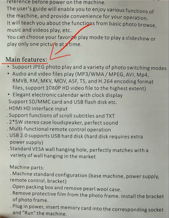 Moldura Digital 17” HD Sensor de movimento video MP3 8Gb SD card