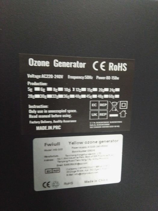 Gerador Ozono. Oportunidade