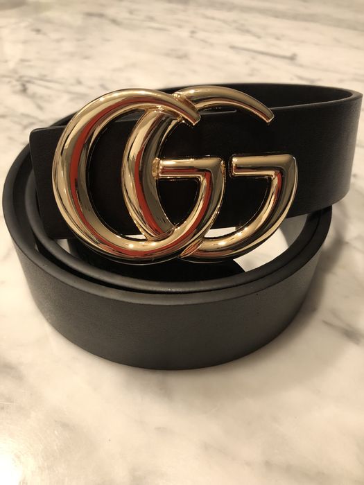 Gucci pasek uniseks ze złotym logo