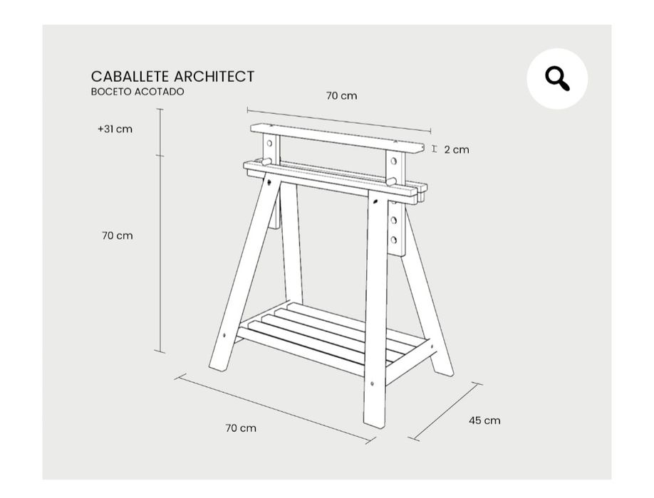 Mesa de vidro com cavalete