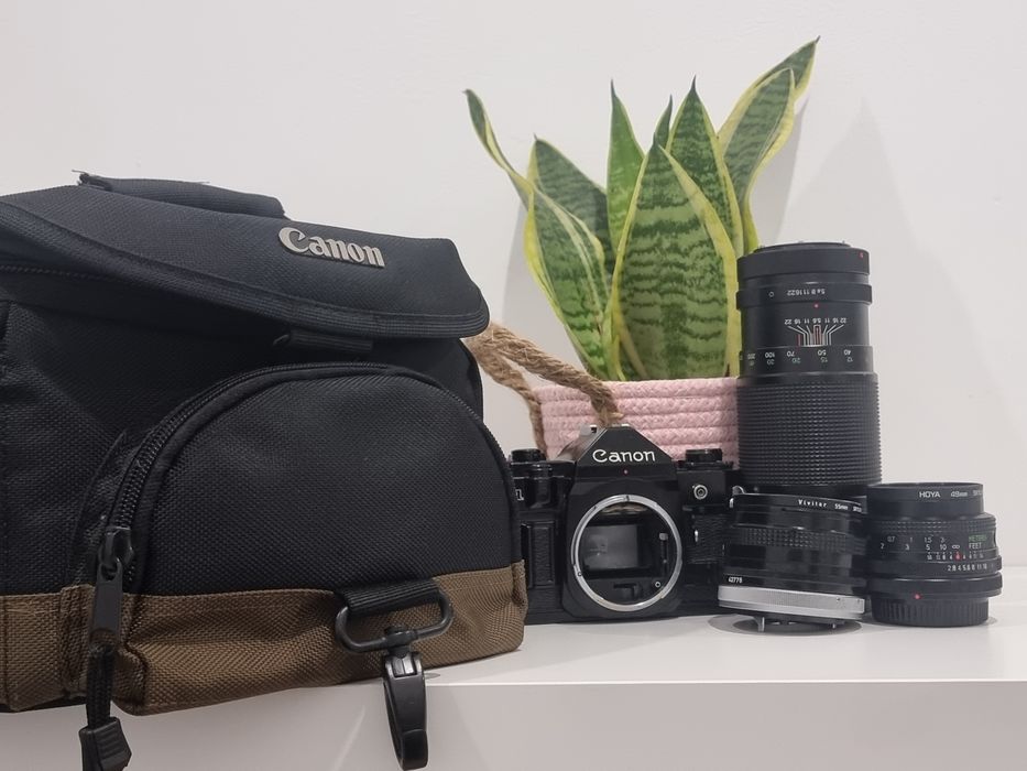 Canon A-1 + 3 Objetivas + Filtros + Mala – Pack Completo, Excelente