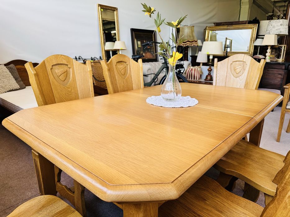 Duży, ROZKŁADANY stół z 6 krzesłami 100% DĄB :)