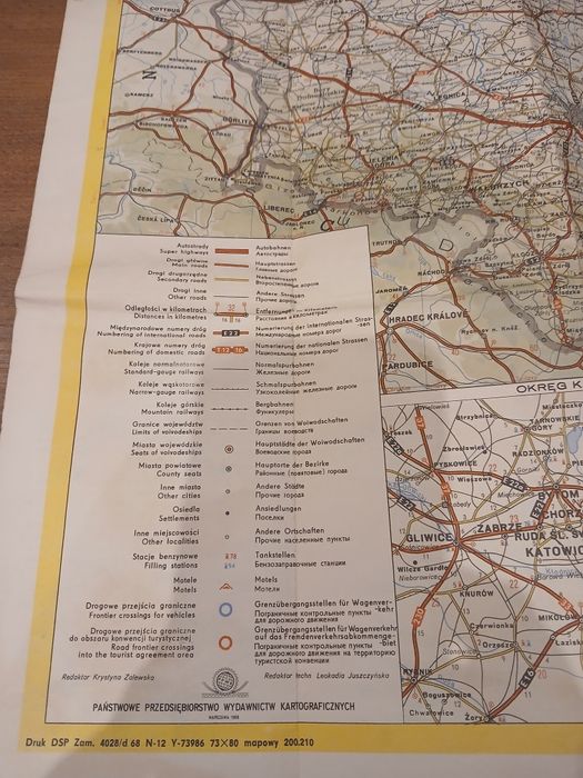 Mapa Polski z 1968 roku