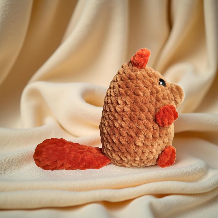 В'язана іграшка  Бобер, плюшева іграшка ручної роботи, хендмейд