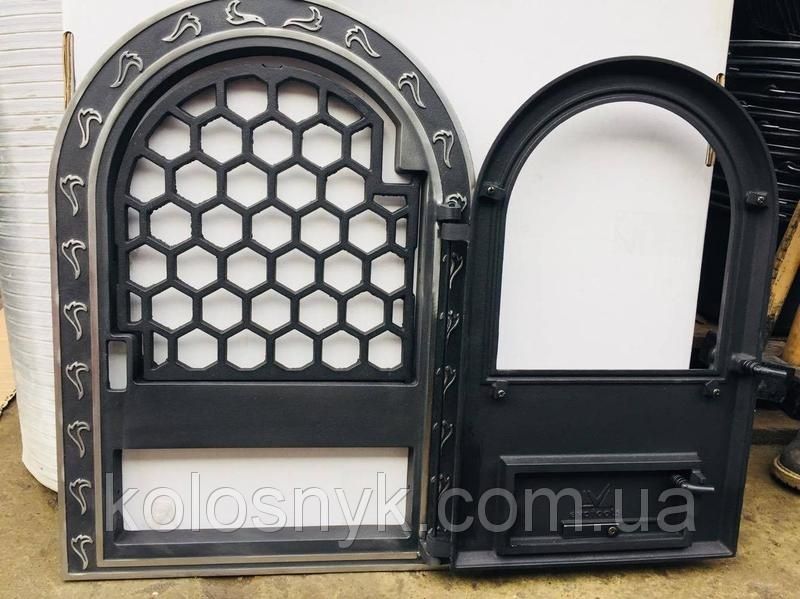 Дверцята пічні зі склом Дверцы для камина печи барбекю со стеклом