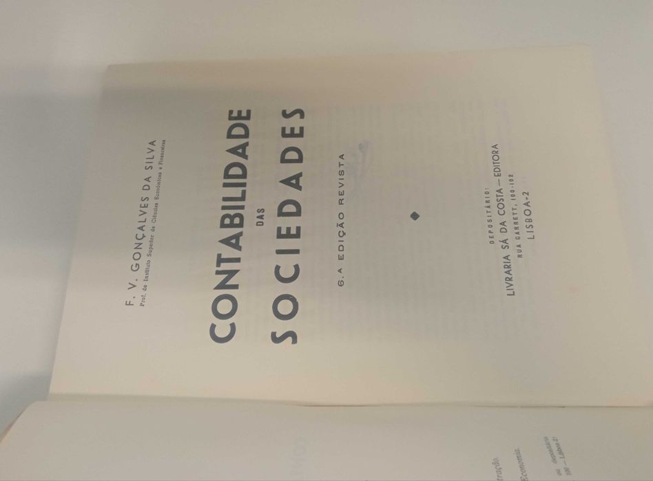 Contabilidade das Sociedades, de F. V. Gonçalves da Silva