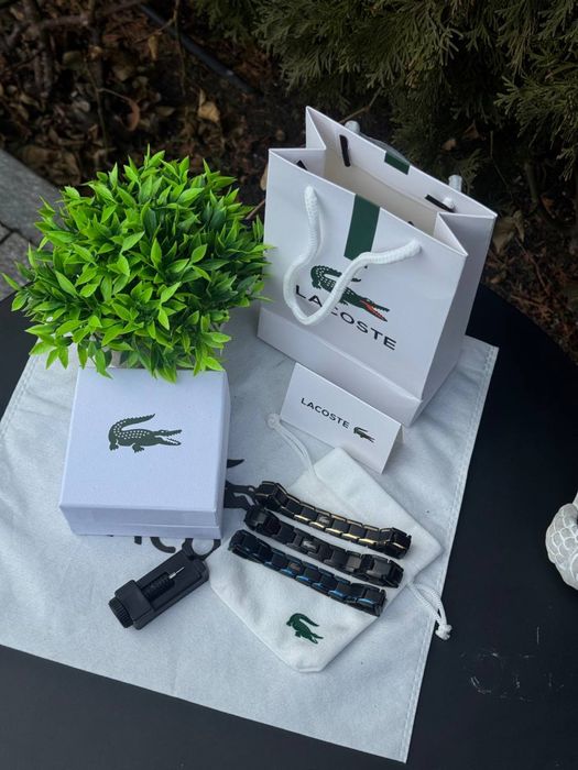 Браслет Lacoste Monogram чорний чоловічий браслет Лакост Лакоста