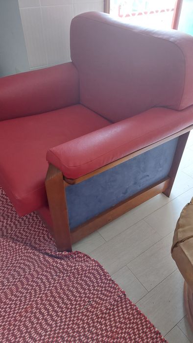 Conjunto de 3 sofás em pele