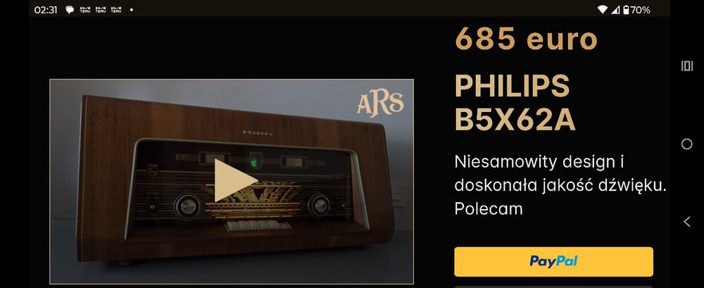 Radio lampowe Philips B5X74A FM 88-101 MHz
