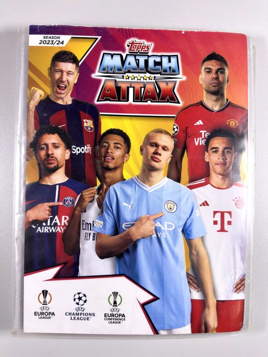 TOPPS Match Attax 2023/24 Album + 376 Cards, Poster Original Metal Box