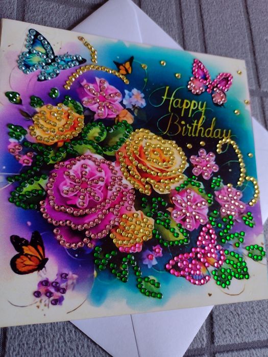 Kartka urodzinowa - diamond painting