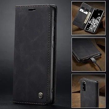 Etui Samsung Galaxy S20, CaseMe, czarne, ze skórki, z klapką na magnes