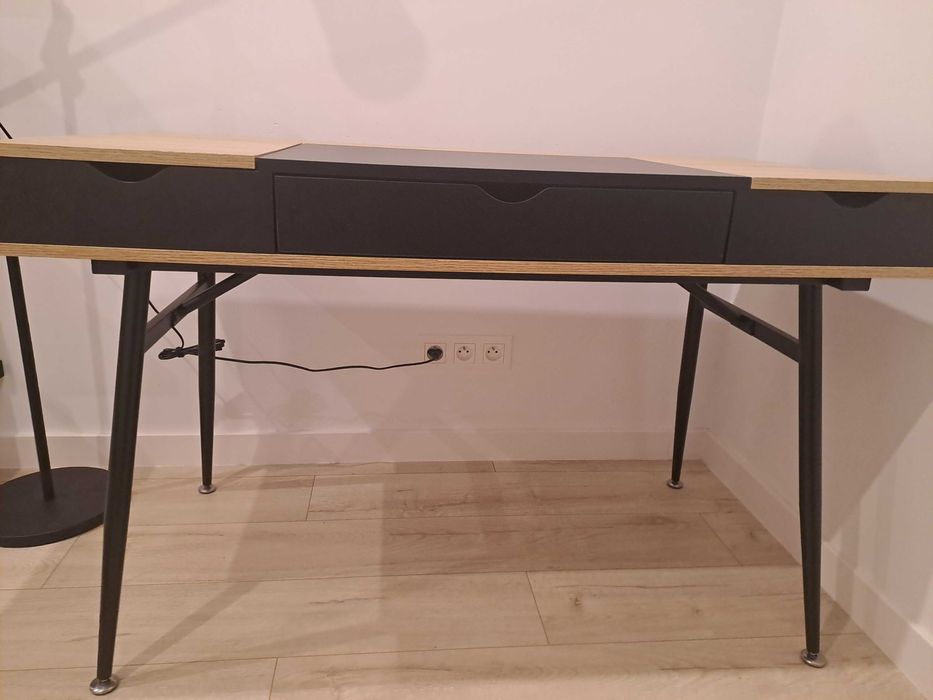 Biurko ze schowkami 120x60cm czarno-brązowe