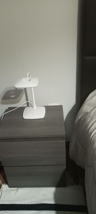 mesa de cabeceira com duas gavetas, castanho, homy