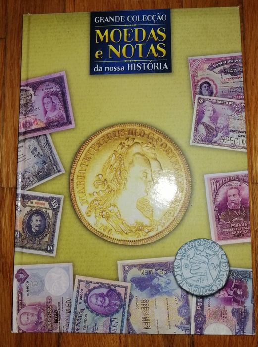 Coleção de notas e moeda
