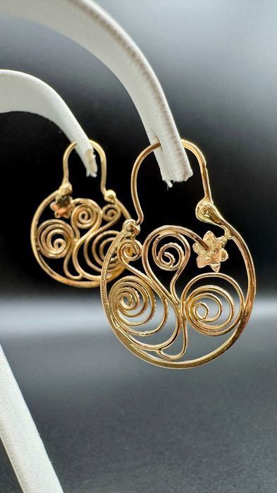 Złote kolczyki, czerwone złoto 14ct 585, waga: 4,82g