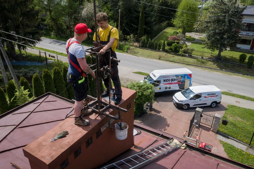 Montaż wkładów kominowych Frezowanie rozwiercanie kominów Remont