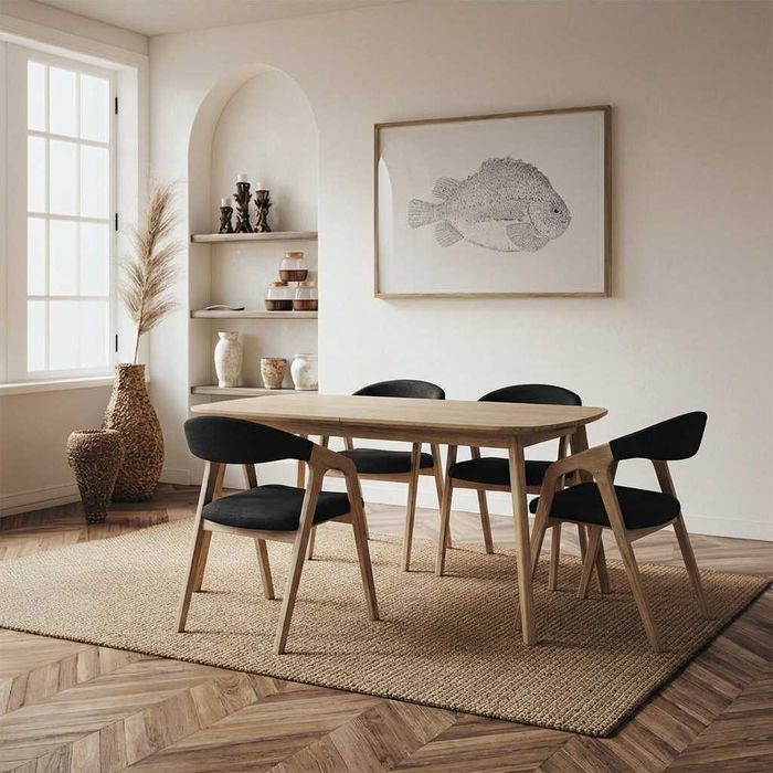 Stół dębowy (lite drewno) - rozkładany, styl nowoczesny, loft