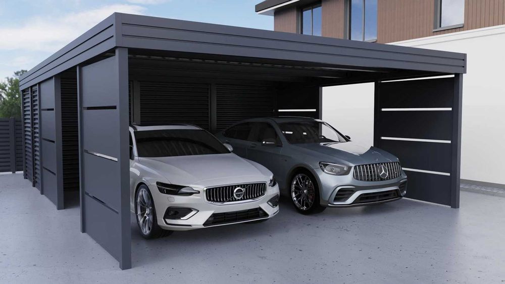 Wytrzymała wiata 5x7m z pomieszczeniem gosp - z Profili 100x100