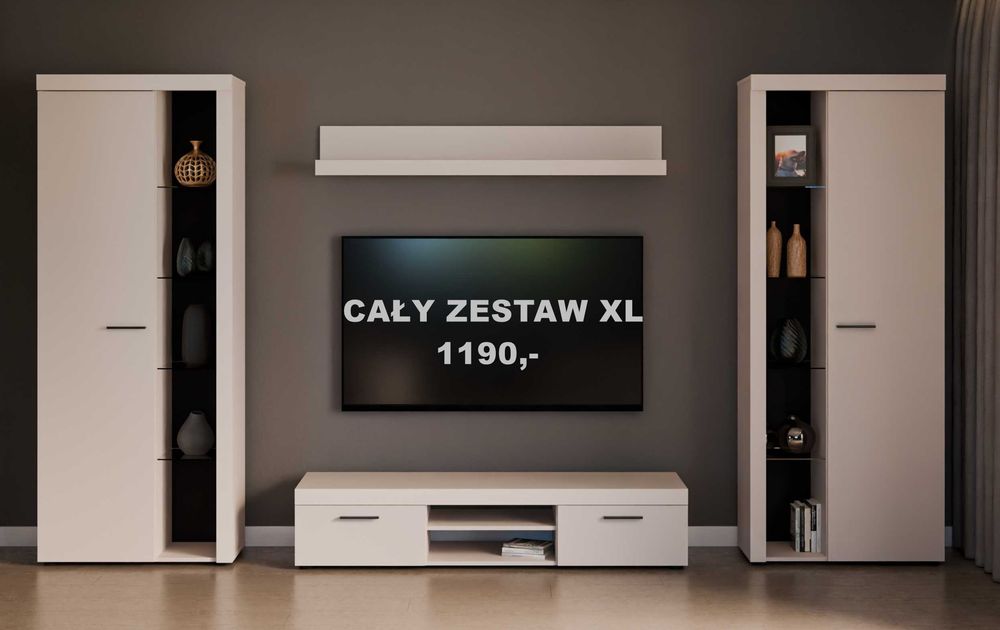 Duża meblościanka z szafą i ławą