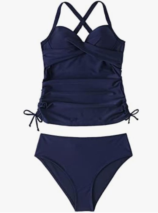 CheChury Damski tankini, seksowny zestaw, push up, wysoka talia