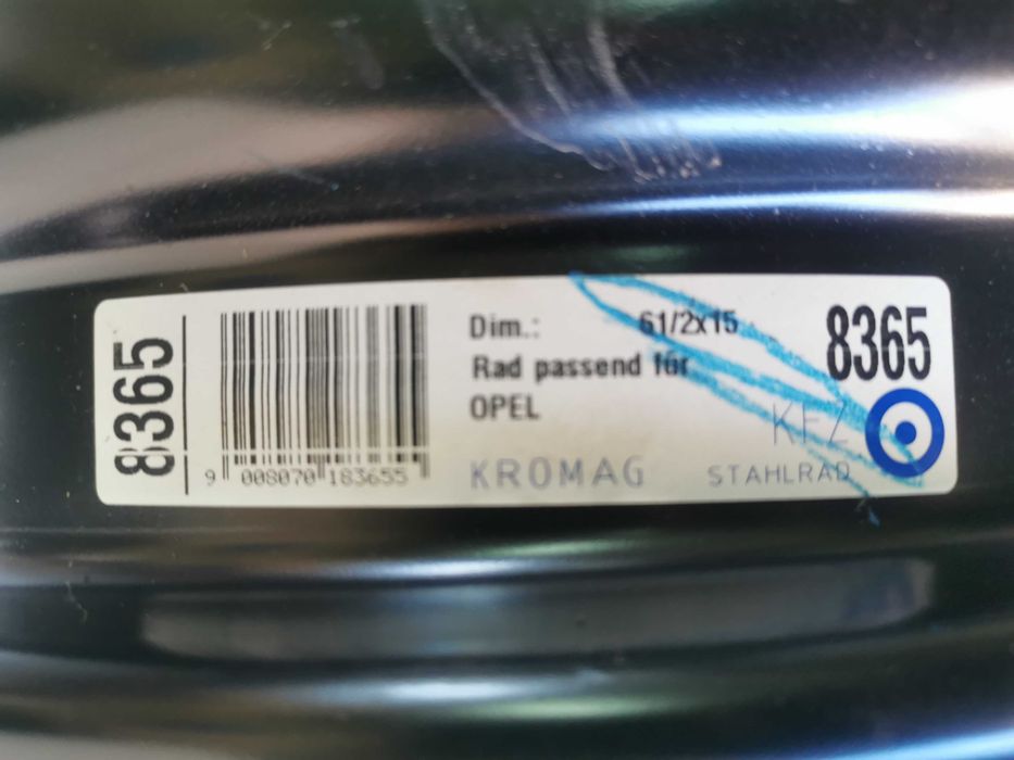 4x felga stalowa 6,5Jx15 Opel Astra H Tigra 4x100 ET35 nowe KFZ