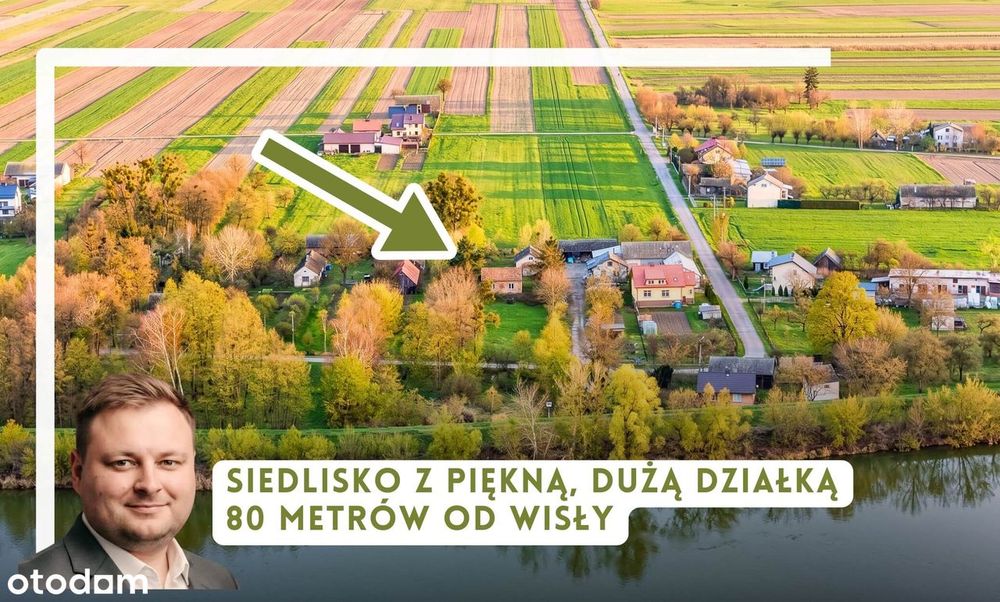 Siedlisko nad Wisłą w gminie Maciejowice | Murowany dom, duża działka