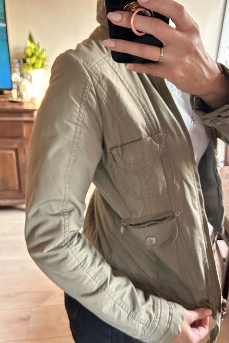 Krótka kurtka khaki moro oliwka boho
