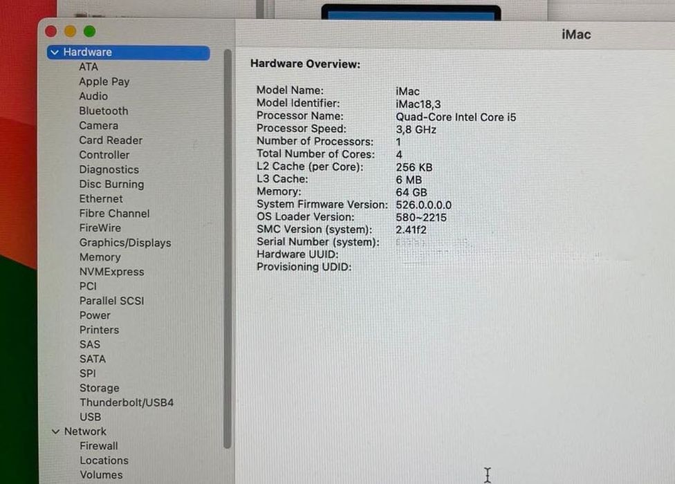 iMac 27 5K 2017 i5-3,8 GHz  4,12 TB SSD  64GB RAM Radeon Pro 580 8 GB