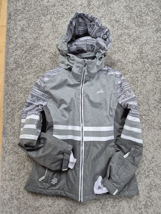 Kurtka narciarska snowboard jak nowa szara M zimowy print damska