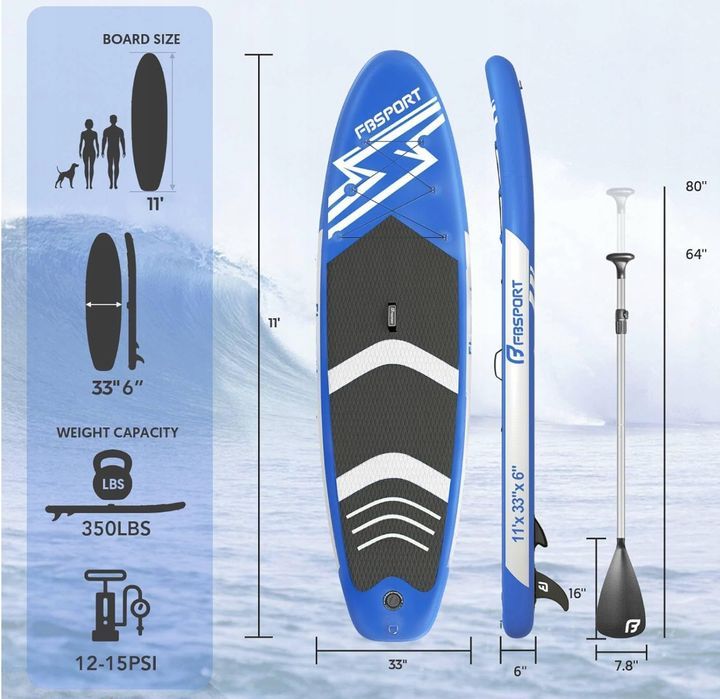 Fbsport Nadmuchiwana Deska Sup, Deska Do Wiosłowania Na Stojąco