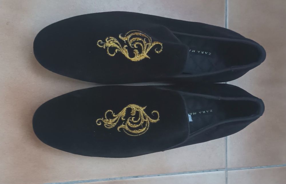 Sapatos Zara Man black velvet, usados 1 x, tamanho 40