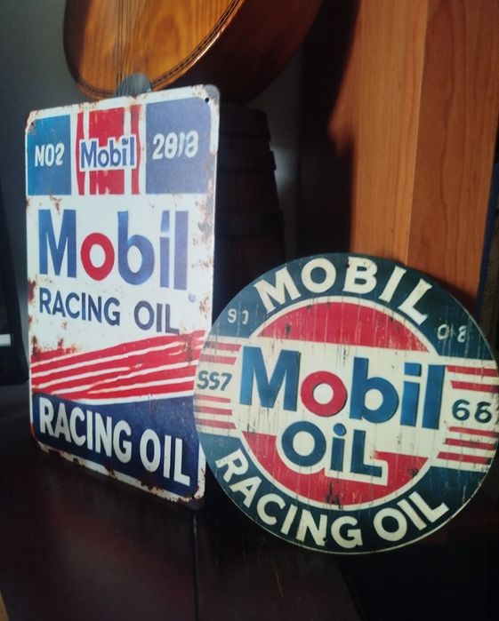 Placa metal Vintage Mobil e Benfica