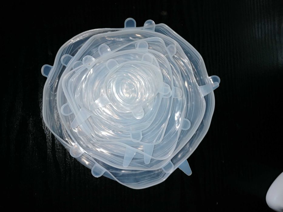 Набір багаторазових силіконових кришок для посуду 5 шт. Прозорий