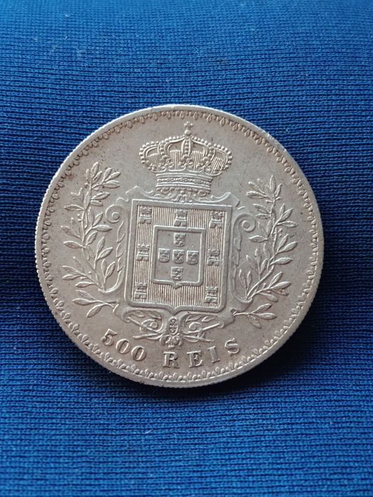 500 reis 1891 D Carlos I Prata Antiga Portuguesa
