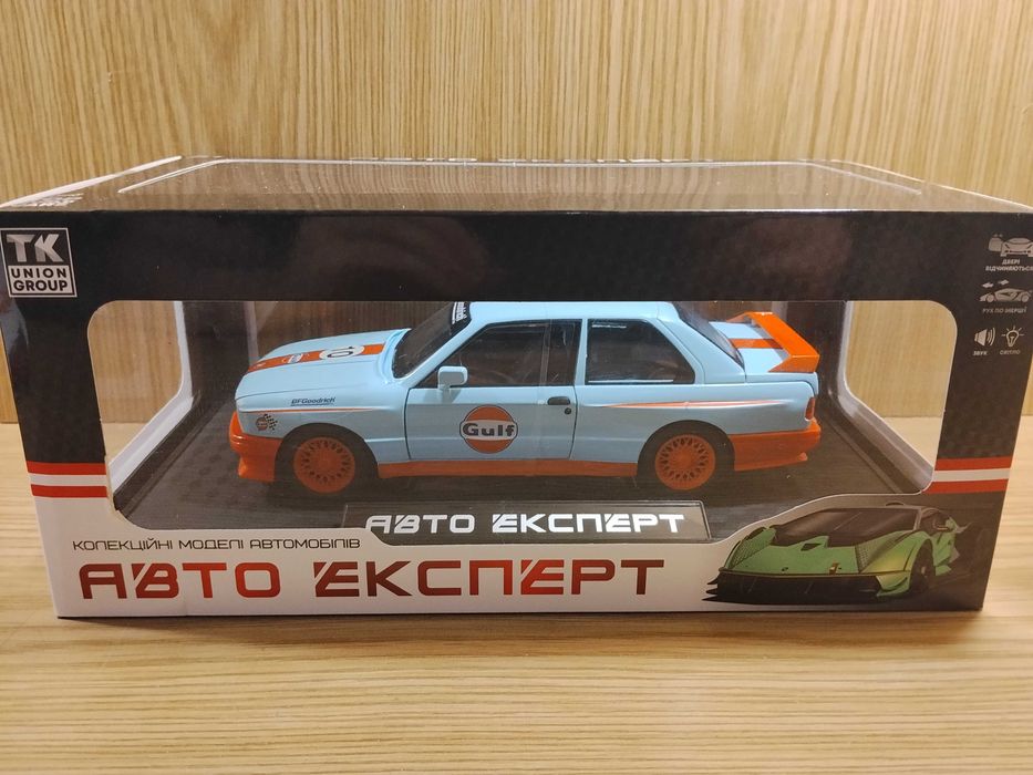 Модель BMW M3 E30 Rally 1:24 автоэксперт металл свет звук инерция БМВ Бэха машинка Ралли