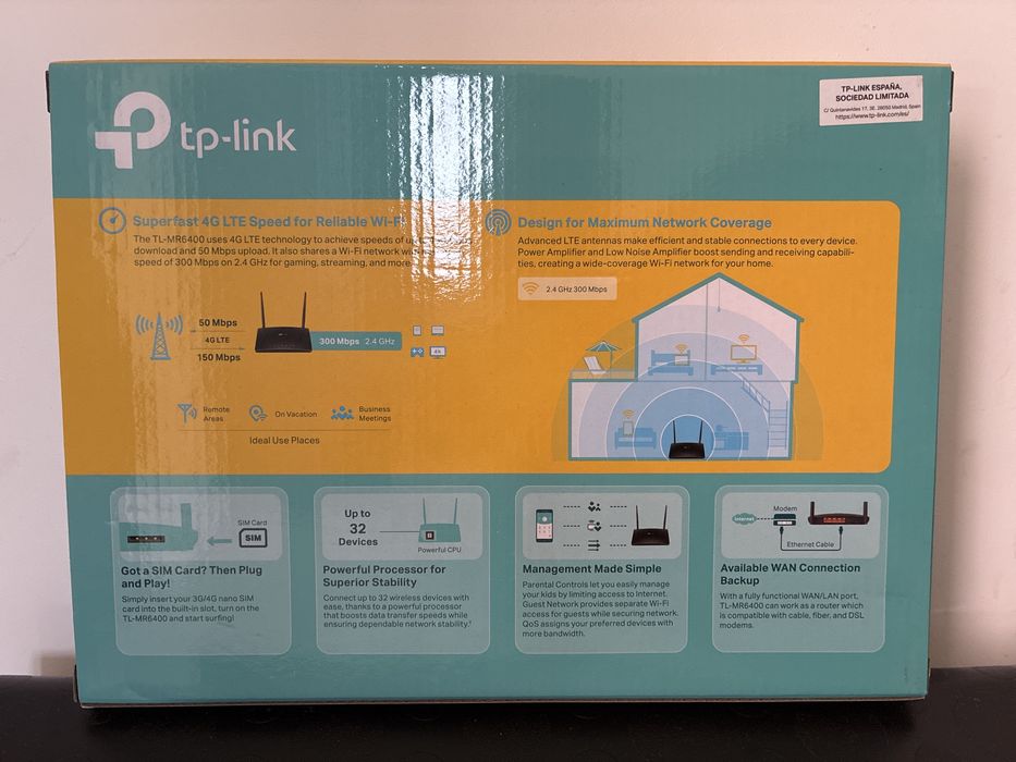 Router 4G TP-Link (TL-MR6400) - Como Novo com Caixa e Fatura