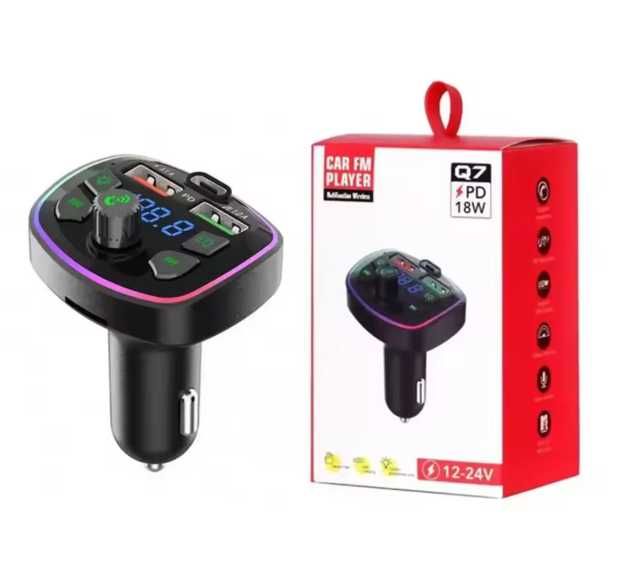 Transmiter bluteooth Equalizer USB USB C RGB ładowarka samochodowa