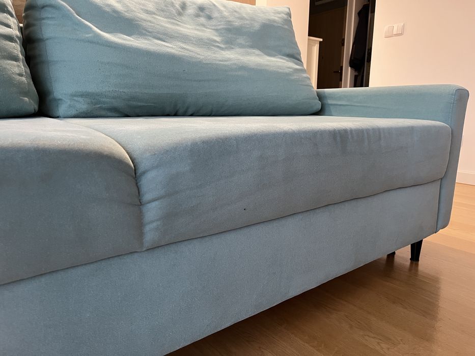 Aktualizacja! Sofa rozkładana z pojemnikiem na pościel, miętowo-morska