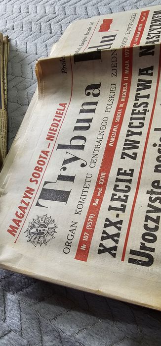 Zestaw starych gazet z lat 1975 trybuna robotnicza, wieczór itp.