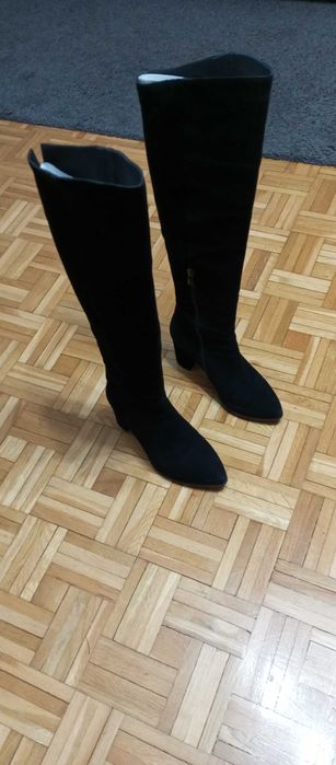 kozaczki długie zamszowe czarne rozm. 38