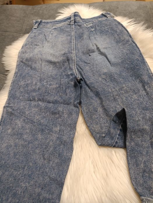 Jeansy vintage eleganckie szerokie niebieskie wysoki stan M