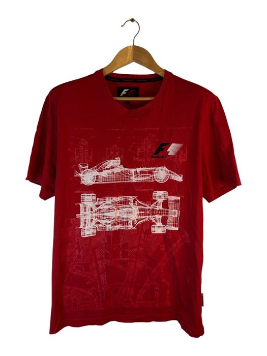 Koszulka F1 czerwona z dużym nadrukiem L