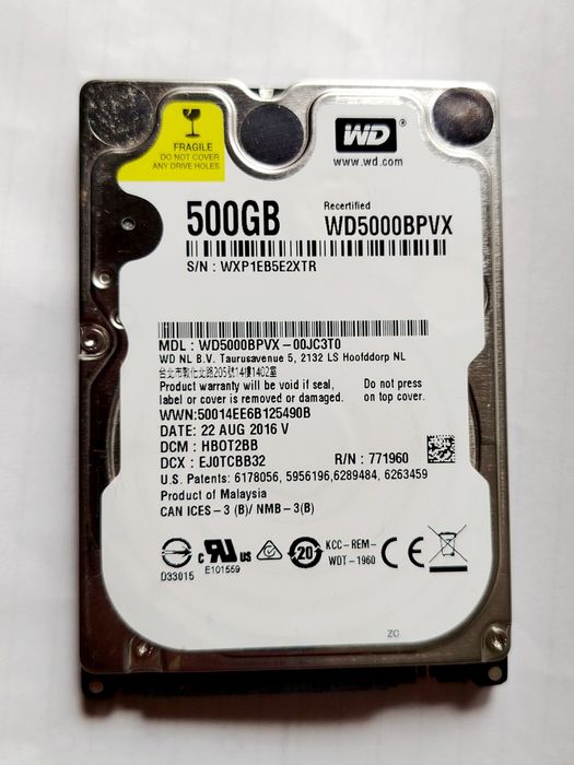 Жесткий диск Western Digital WD5000LPCX-00VHAT0 500 ГБ SATA DCM: HAMT2AB