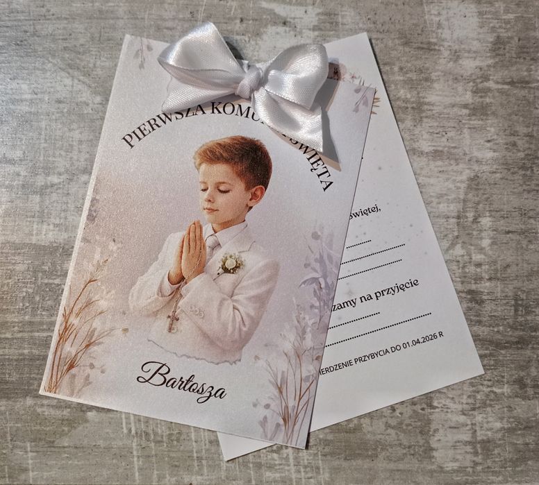 Personalizowane zaproszenia komunijne