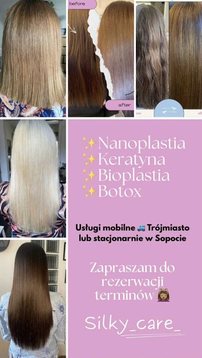 Keratynowe prostowanie włosów, Botox,  Bioplastia, Nanoplastia
